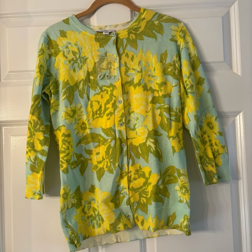 NIB New Isaac Mizrahi LIVE Floral 100% Cotton Sweater
